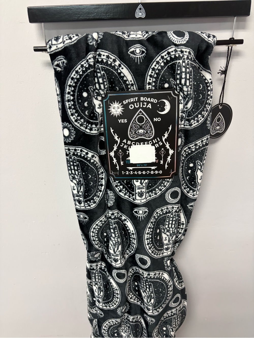 Ouija Print Cozy Throw Blanket - Black & White